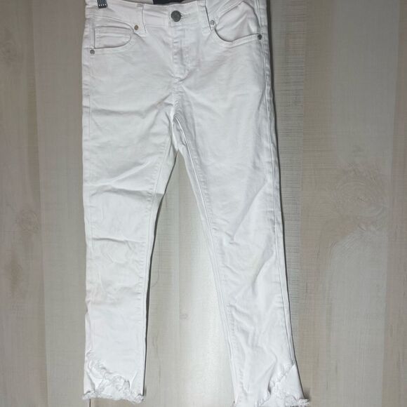 Joe’s jeans white skinny distressed hem ankle length, size 12 - Picture 3 of 11